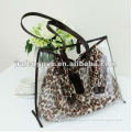 Hot Sale fashionable PVC tote bag with inner Leopard cosmetic bag